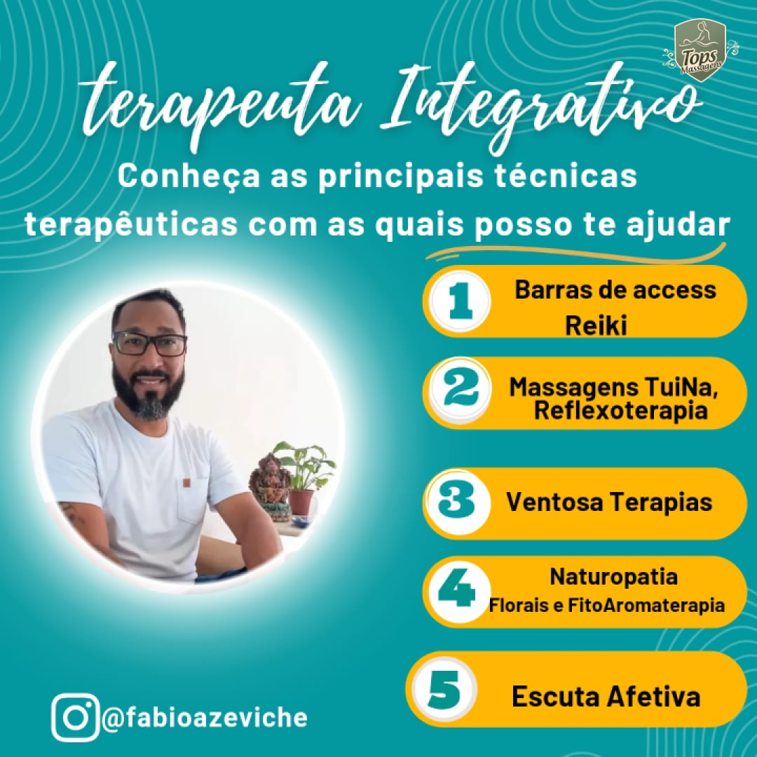 Como terapeuta integrativo, acredito na união entre corpo, mente e espírito para promover uma cura completa. Aqui estão algumas das técnicas que utilizo para te ajudar nesse caminho de bem-estar. Vamos juntos transformar sua saúde e qualidade de vida!